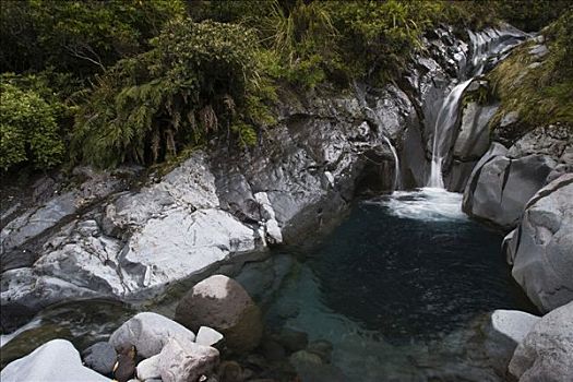 瀑布,艾格蒙特国家公园,北岛,新西兰,大洋洲