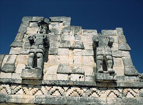 雕塑,宫殿,面具,卡巴,尤卡坦半岛,墨西哥,艺术家