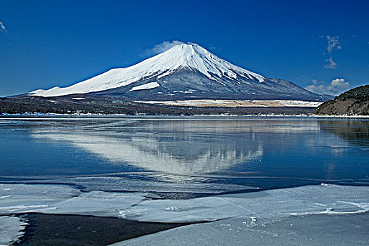 颠倒,反射,山,富士山,风景,湖