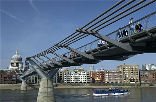 千禧桥,建造,转,世纪,跨越,行人,城市,伦敦,英国