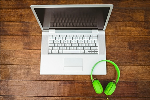 风景,灰色,笔记本电脑,绿色,头戴式耳机
