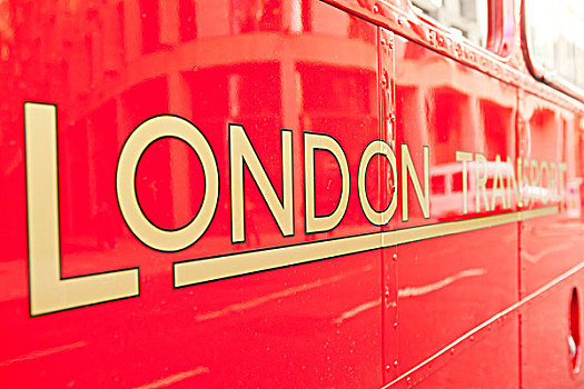 英格兰,伦敦,街道,标识,运输,侧面,老,红色,伦敦双层巴士,巴士
