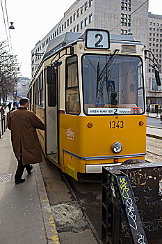 数字,两个,有轨电车,线条,布达佩斯