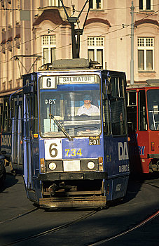 东欧,波兰,克拉科夫,有轨电车,市中心
