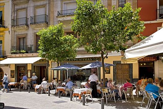 街头咖啡馆,塞维利亚,安达卢西亚,西班牙,欧洲