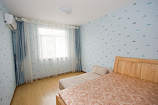 卧室,蓝色,帘,壁纸