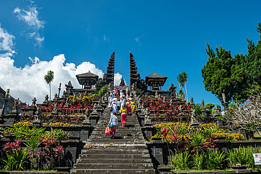 虔诚,巴厘岛,下降,楼梯,分开,大门,庙宇,布撒基寺,印度尼西亚,亚洲