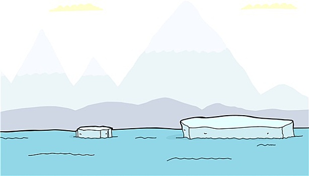 漂浮,片,冰山