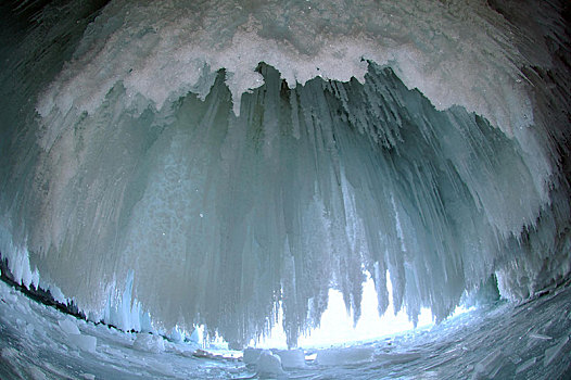 冰,洞穴,岛屿,贝加尔湖,西伯利亚,俄罗斯,欧亚大陆,欧洲