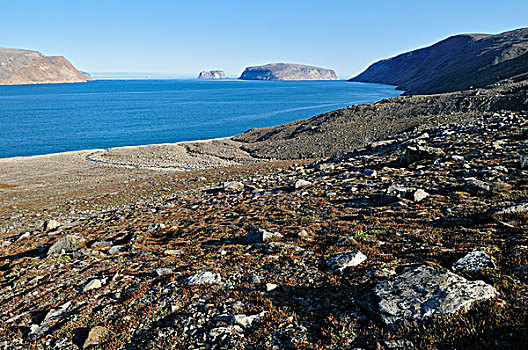 岩石,山,峡湾,巴芬岛,努纳武特,加拿大,北极