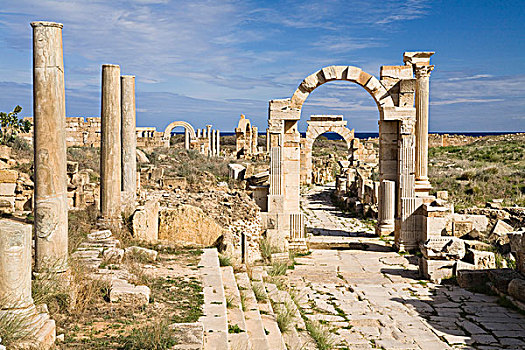 拱形,图拉真,背影,莱普蒂斯马格纳,利比亚,北非