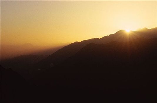 日落,上方,山峦,萨尔茨堡,奥地利