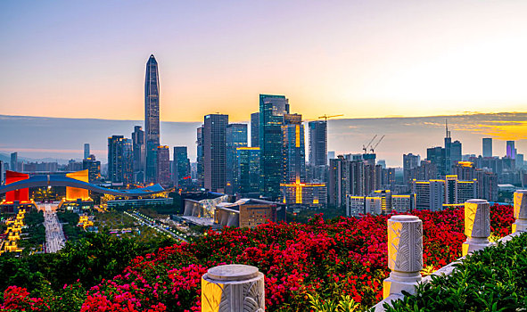 深圳城市天际线和建筑夜景