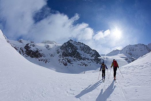 滑雪,旅游,山谷,阿尔卑斯山,提洛尔,奥地利