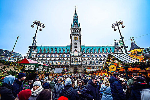 德国,汉堡市,老城,圣诞市场