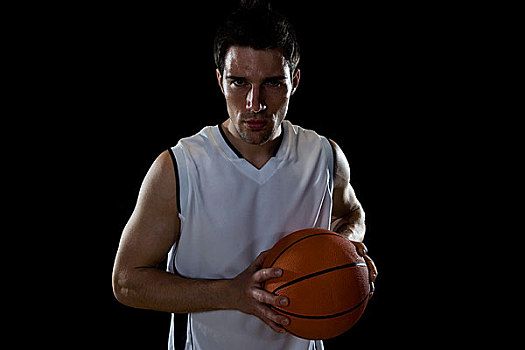 篮球手,准备,球,肖像,棚拍