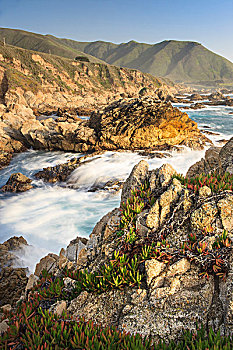 海浪,岩石上,大,加利福尼亚,太平洋海岸,美国