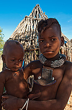 头像,辛巴族,男孩,考科韦尔德,纳米比亚,非洲