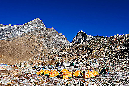 亚洲,尼泊尔,喜马拉雅山,萨加玛塔国家公园,珠穆朗玛峰,区域,世界遗产,露营,帐篷