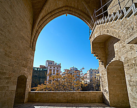 塔,拱形,瓦伦西亚,老城,门,西班牙