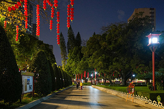 羊城广州春节后中山纪念堂附近的夜色美景