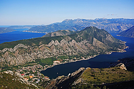 黑山,俯视,风景,湾