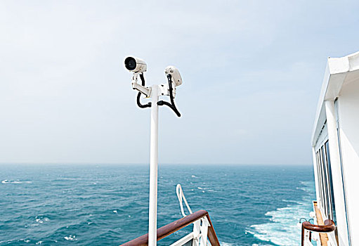 监控探头,监控摄像机,甲板,游船