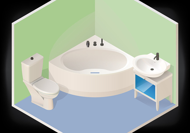卫生间,公寓,矢量,卡通,浴缸,盥洗室_高清图片_全景视觉