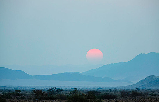日落,上方,山,纳米布沙漠,塞斯瑞姆,纳米比亚,非洲