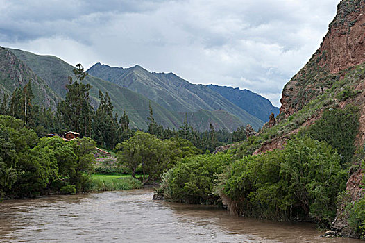 河流,山谷,风景,圣谷,秘鲁