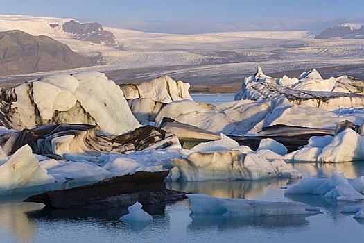 冰山,漂浮,泻湖,下方,杰古沙龙湖,冰岛