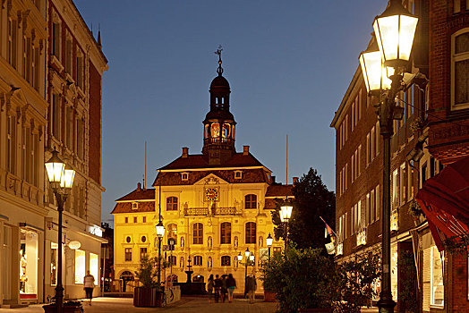 市政厅,黄昏,历史,中心,下萨克森,德国,欧洲