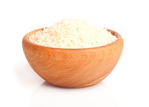 长,米饭,木碗