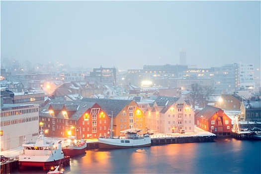 特罗姆瑟,城市,冬天,雾气,挪威