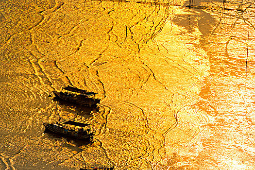 福建霞浦,金色涂滩,渔船