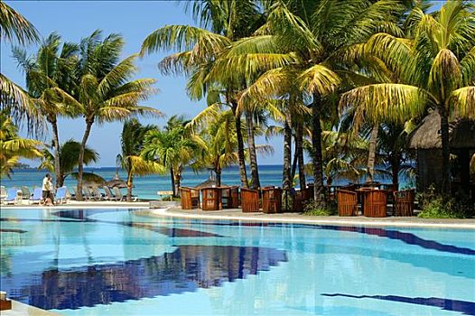 酒店,游泳池,海景,毛里求斯,岛屿,印度洋
