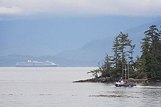 渔业,船,游轮,背景,王子,不列颠哥伦比亚省,加拿大