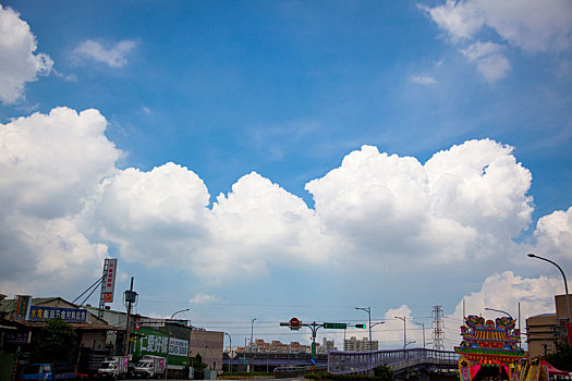 炎热的夏季蓝天白云晴朗透彻
