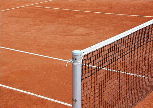 网球网,空,红色,砾石,球场