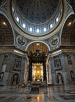 篷子,高处,圣坛,圣彼得大教堂,圆顶,上面,梵蒂冈,罗马,拉齐奥,意大利,欧洲