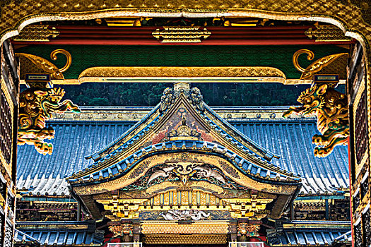 多彩,装饰,日本寺庙,大幅,尺寸