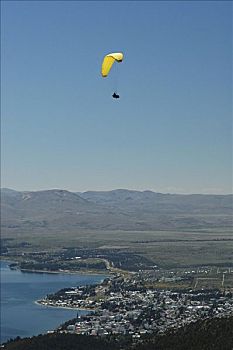 滑翔伞,靠近,巴里洛切,巴塔哥尼亚,阿根廷