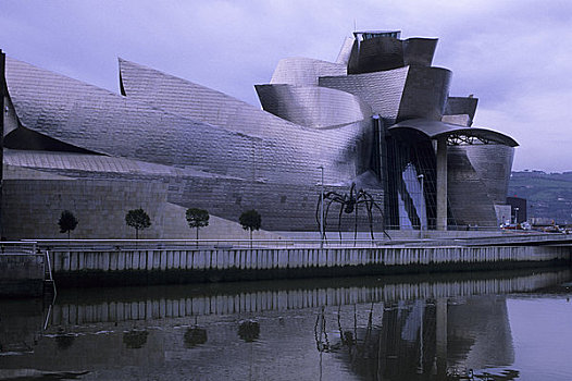 西班牙,毕尔巴鄂,古根海姆博物馆,设计,水塘