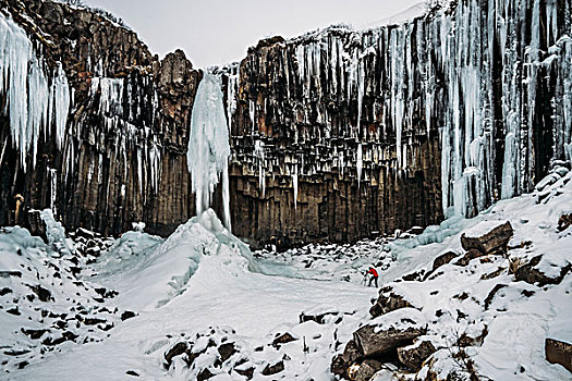 冰柱,悬挂,上方,崎岖,悬崖,冰岛