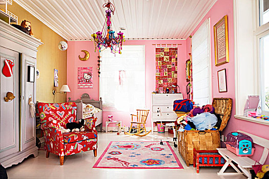 儿童房,白色,读,椅子,正面,色彩,墙壁