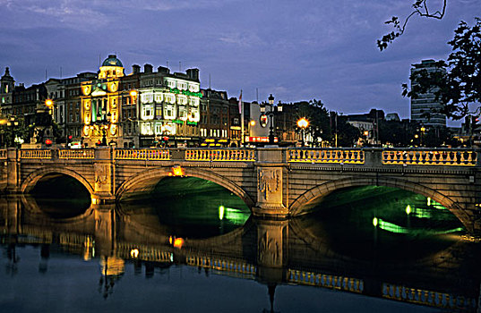 桥,河,都柏林,爱尔兰