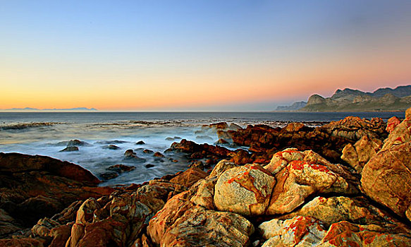 石头,海滩,晚间,南非,非洲