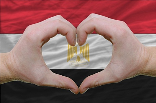 心形,喜爱,手势,展示,上方,旗帜,埃及