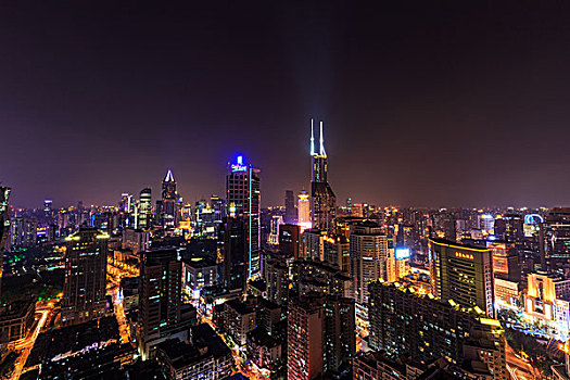 俯瞰上海城市夜景