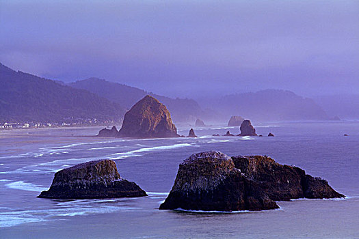 黑斯塔科岩,海洋,坎农海滩,俄勒冈海岸,俄勒冈,美国